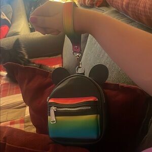 Black Mini Backpack with Rainbow Accents